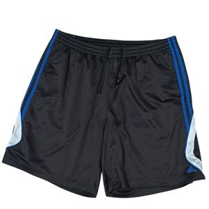 Adidas Mens Athletic Shorts Black Blue 3 Stripes Logo Drawstring XL